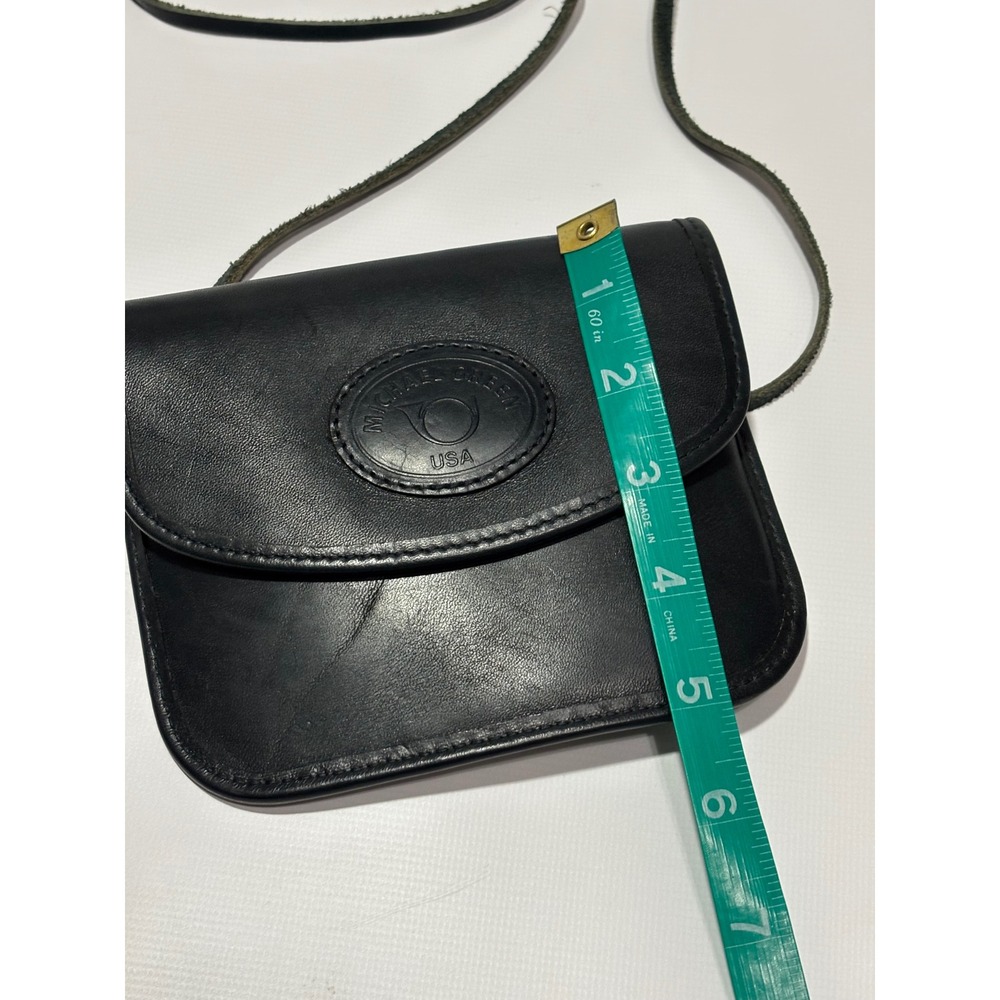 Vtg Michael Greene USA‎ Black Leather Crossbody Bag Passport Travel Minimalist - Picture 5 of 8